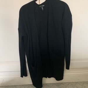 Aqua Cashmere Black Long Cardigan Size Medium